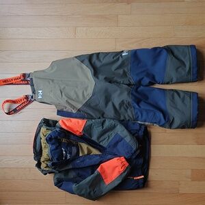 Helly Hansen Rider 2 Kids' Jacket And Overalls, Size 4-5, with Orange and Blue